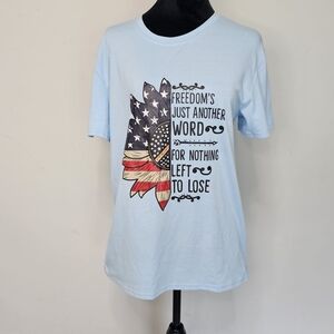Janice‎ Joplin Lyrics Light Blue Women's Size L